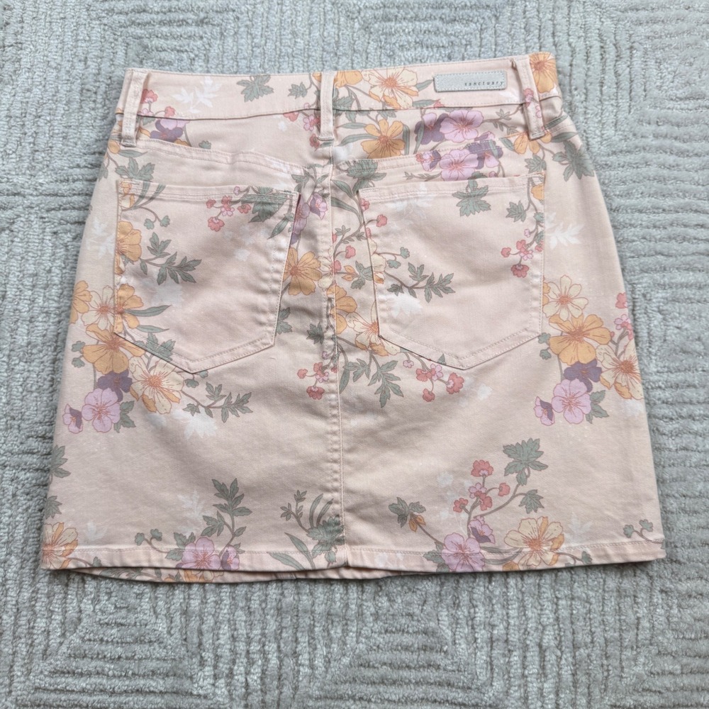 Sanctuary Mini Skirt Women 27 Botanical Boho Summer Floral Denim Romantic Flower - Picture 2 of 10